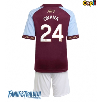 Aston Villa Amadou Onana #24 Echipament de Fotbal Replică 2025-26 Copii Acasa (+ Șorturi)